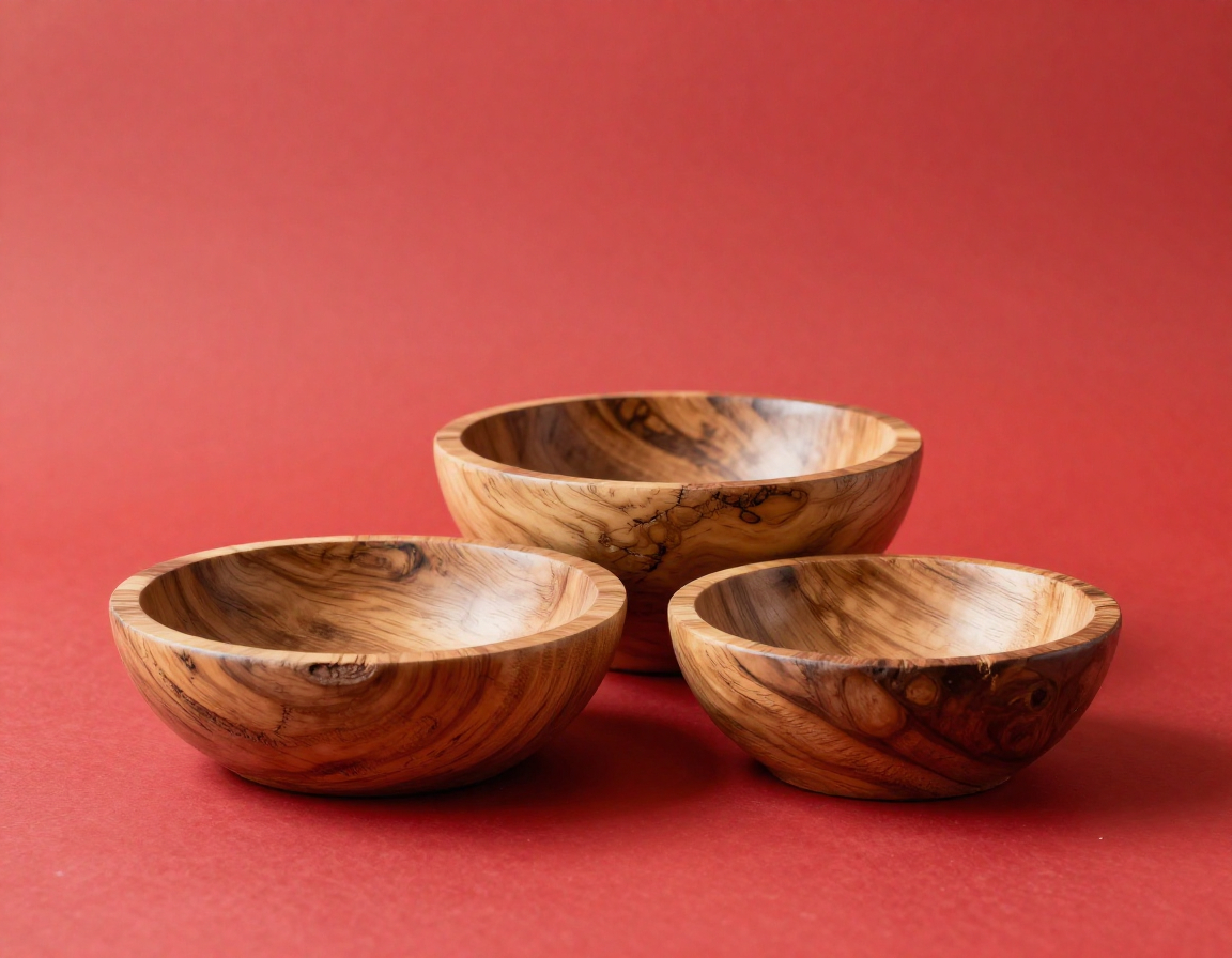 Handmade wooden decorative bowl set